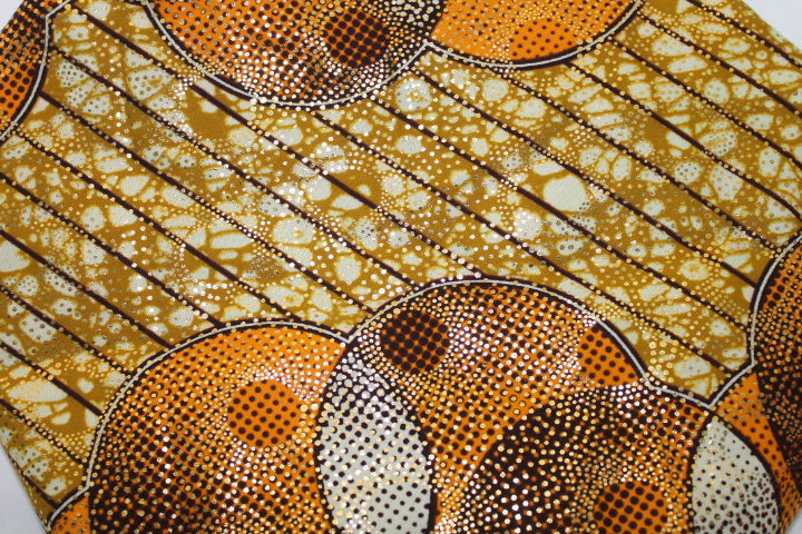 Gold Shimmering African Print Satin Bonnet
